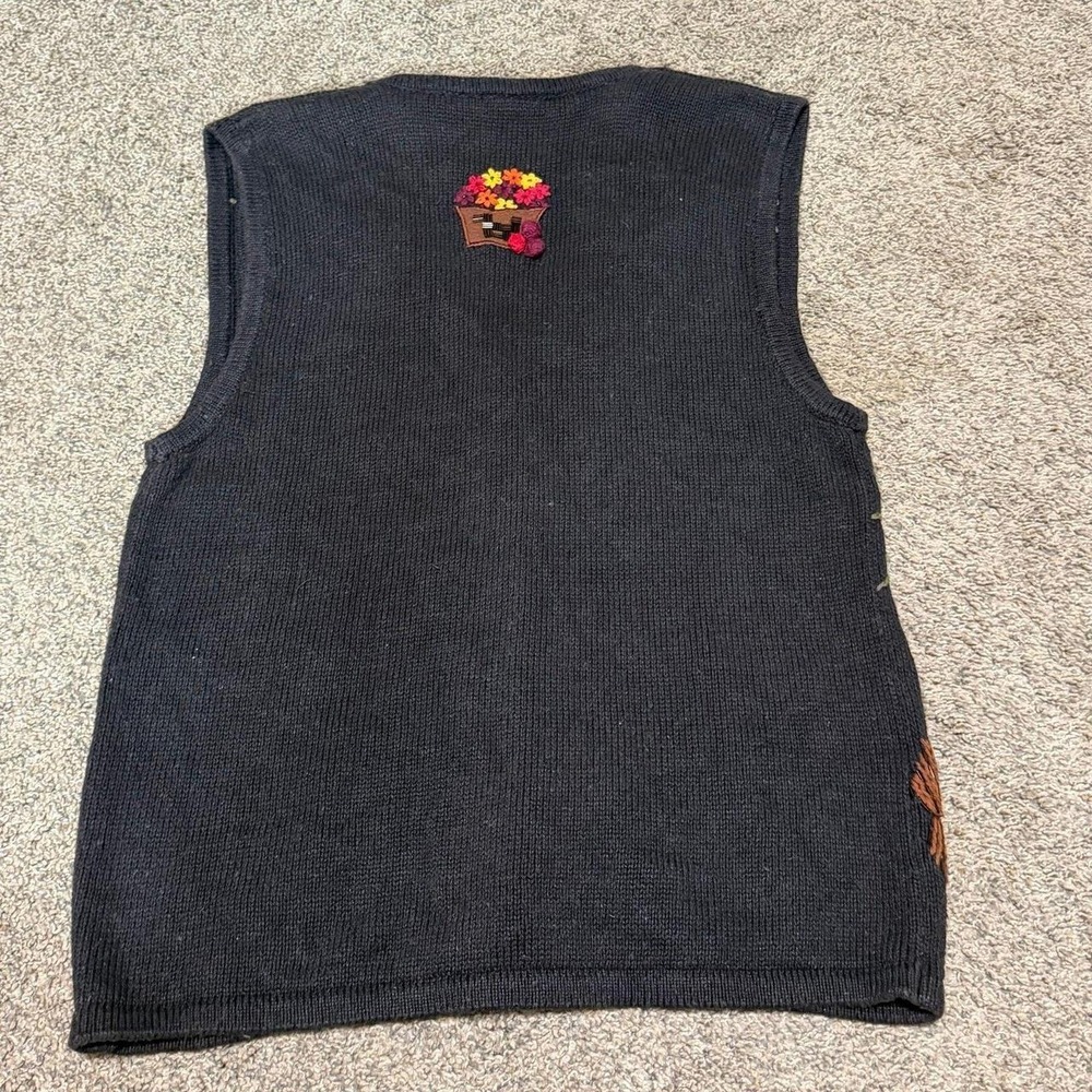 VTG Bobbie Brooks Fall Festival Sweater Vest Apple Pie Popcorn Women's Medium - Picture 6 of 7